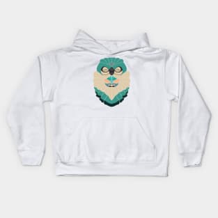 Praying Owl Jade Green and Teal Kids Hoodie